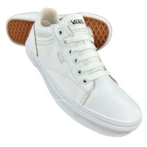 Vans Seldan White Leather Laceup Lowtops Women’s Size 8